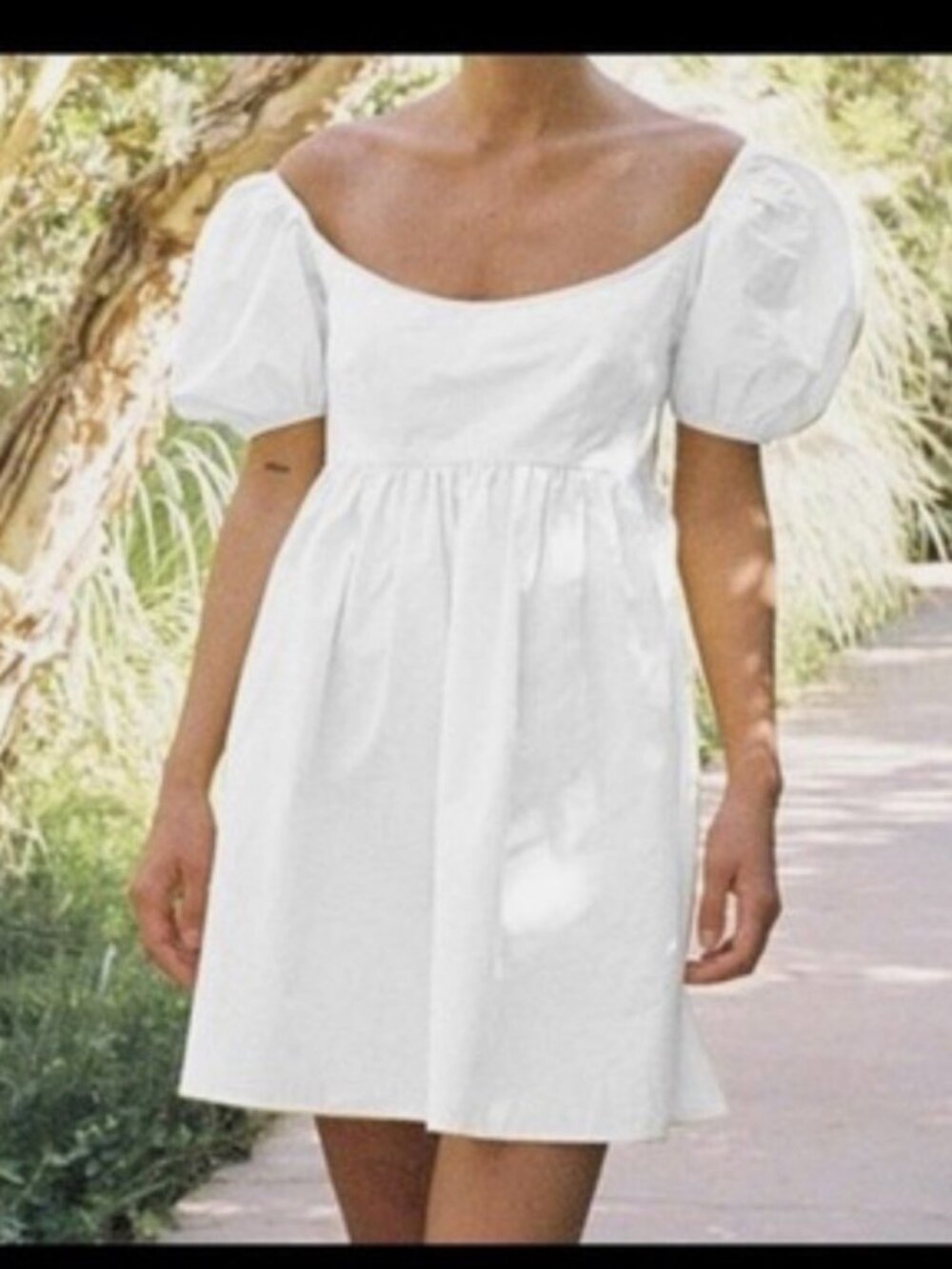 Ciao Lucia Delfina Dress White Cotton Puff Sleeve Babydoll Mini S
